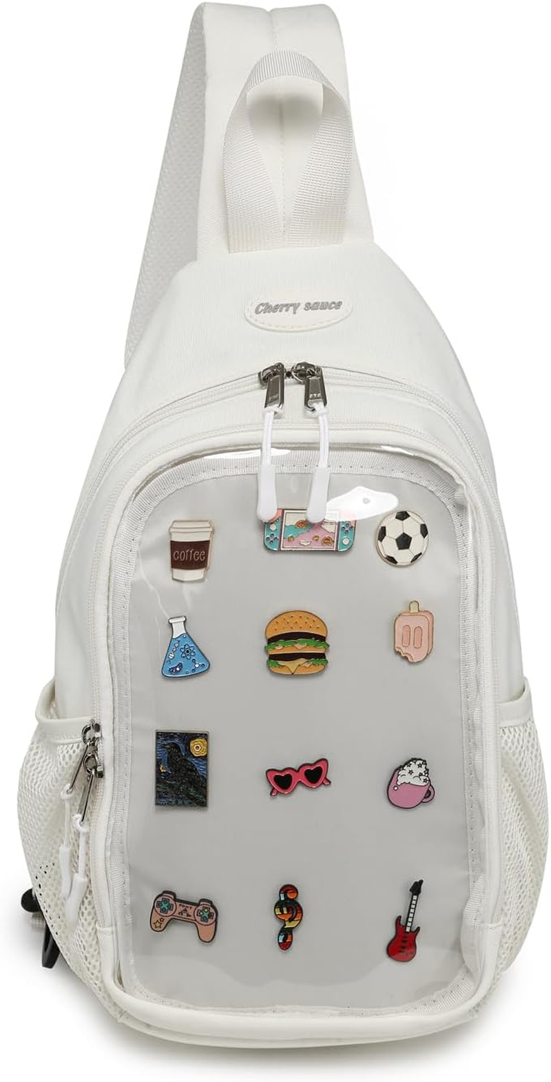 CHERRY SAUCE Kawaii Oxford Ita Bag Pin Display Chest Pack Shoulder Bag Sport Backpack Hiking Daypack