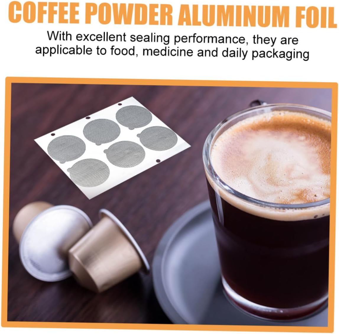 Hohopeti 120Pcs Aluminum Foil Coffee Seal Stickers Reusable Espresso Lids with Thick Food-Grade Material for Secure Packaging and Easy Opening image number 1