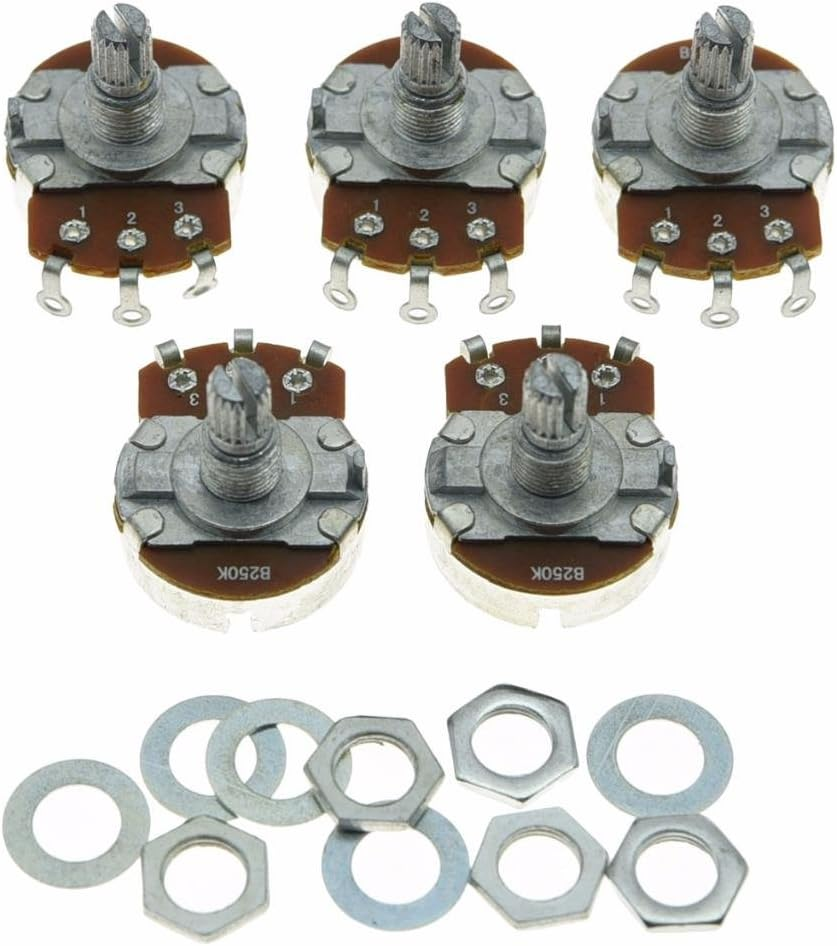 Dopro 5Pcs Linear Guitar Pots Volume 250K Electric Guitar Large Pots 24Mm Base with Short Split Shaft Guitar Potentiometer B250K image number 6