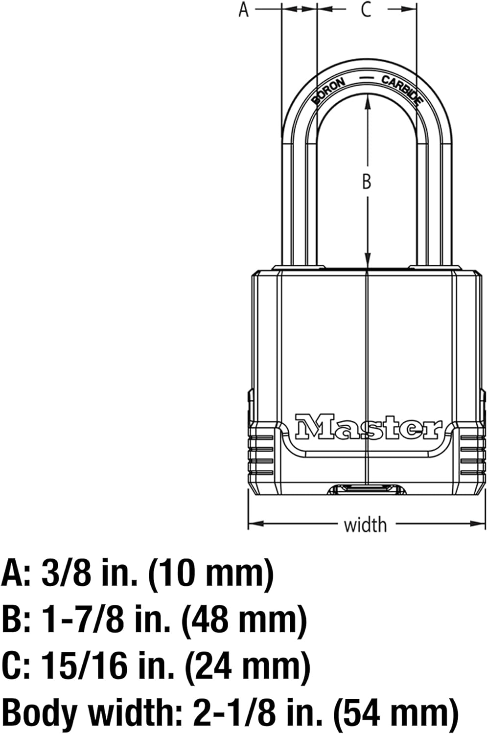Master Lock M515XKADLHCCSEN Magnum Laminated Covered Padlock 2-1/8 Wide Steel 3/8 Diameter, 2-Inch Shackle Clearance, M515XTLHCCSEN image number 6