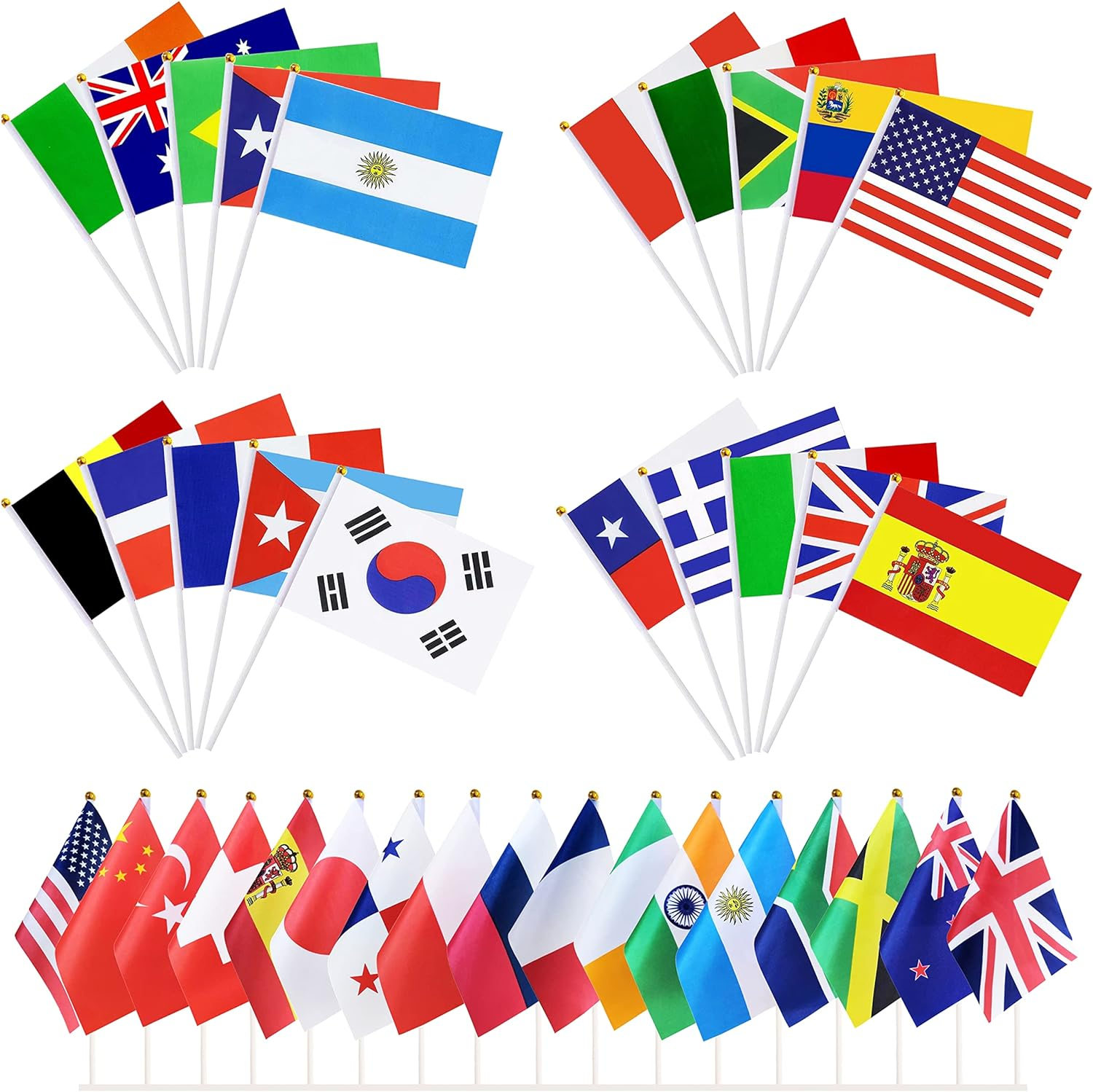 200 Countries Hand Held Flags on Stick,Small Mini International World Country Flags 5X8 Inch, World Countries on Every Continent Flag, School Sports Clubs, Decorations for Parades World Cup image number 2