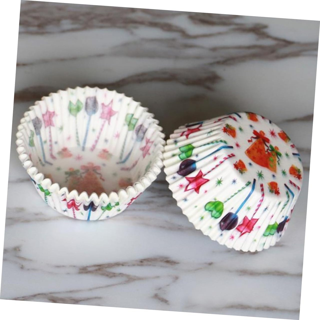 STOBAZA 100PCS Christmas Cake Cup Cupcake Wrappers Paper Muffin Liners Food Grade Soybean Ink image number 2