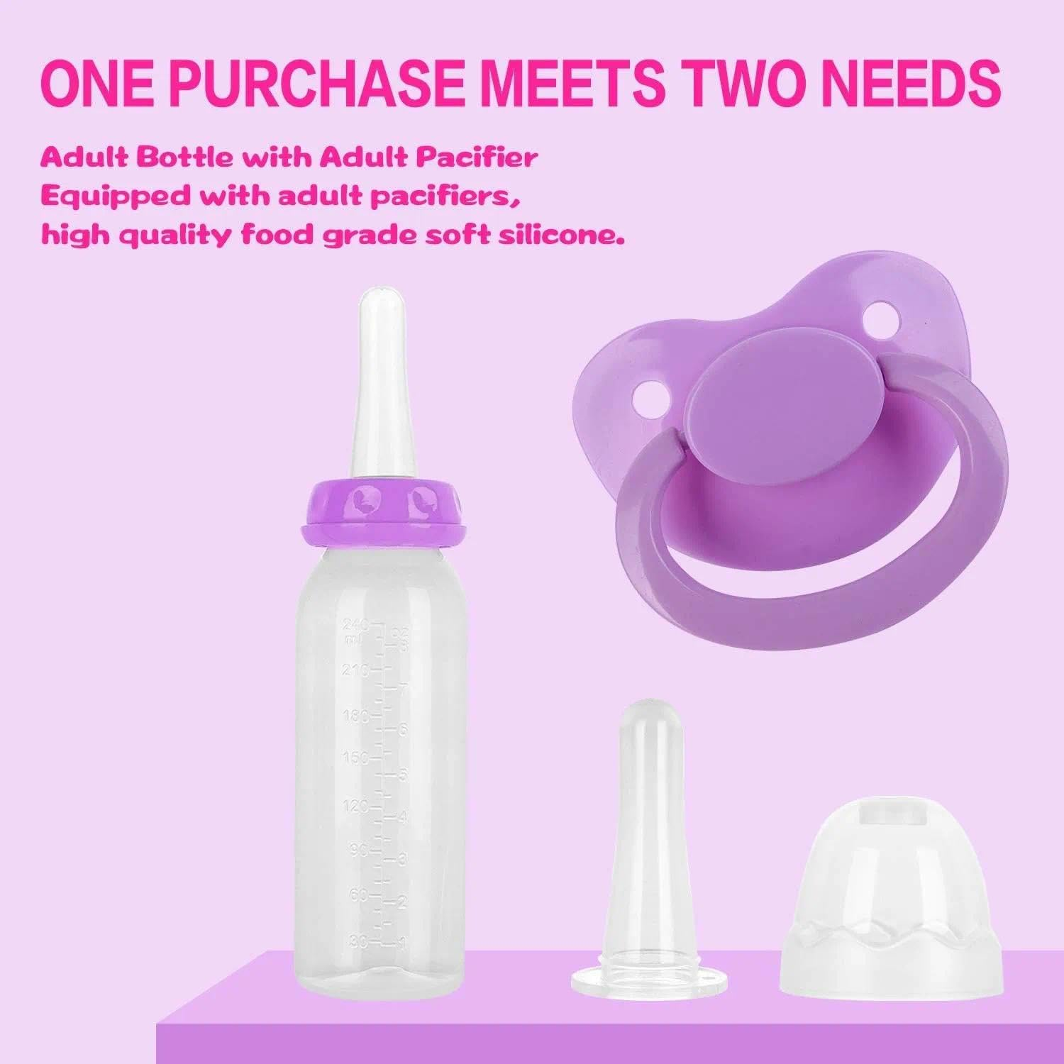 Adult Bottle with Big Sized Pacifier Set (Purple) image number 1