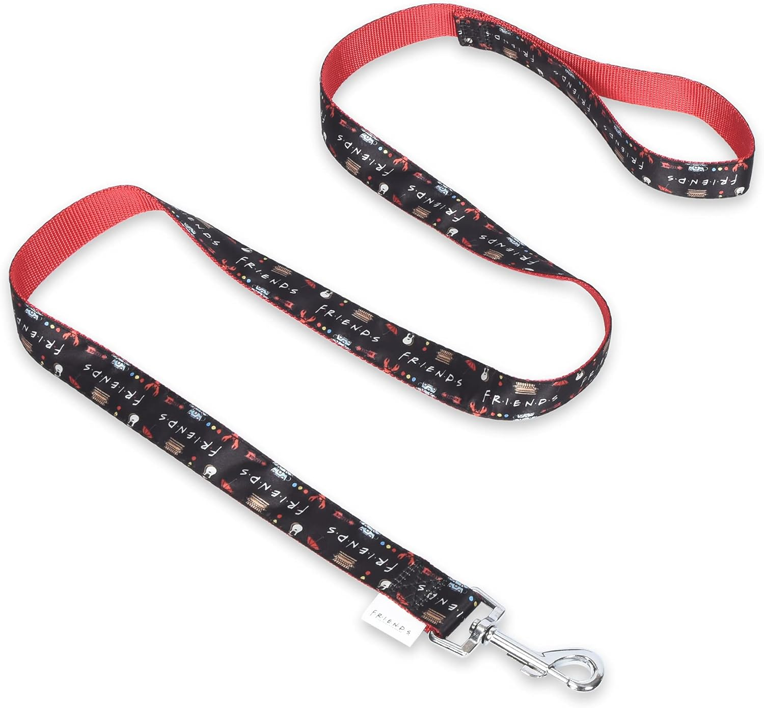 Friends TV Show Iconic Graphics Dog Leash, 6 Ft Dog Leash (72 Inches) | Cute Black Dog Leash Easily Attaches to Any Dog Collar or Harness | Friends TV Show Dog Leash for All Dogs