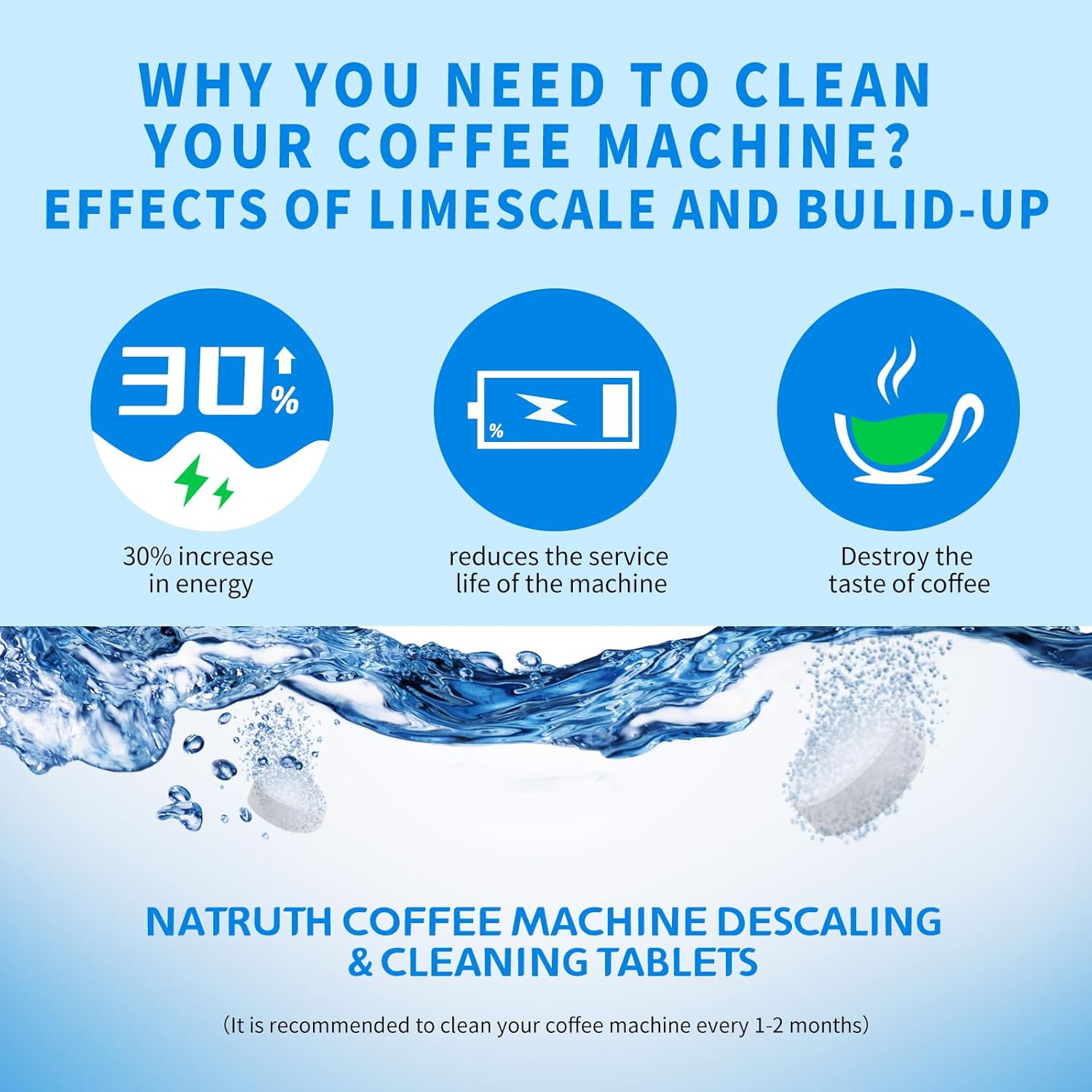 NATRUTH Coffee Cleaning Tablets 20-Pack Coffee Descaler for Espresso Machines,Coffee Makers & Brewers &ndash; Removes Oil,Coffee Residue & Build-Up for Optimal Performance (2G/Capsule) image number 6