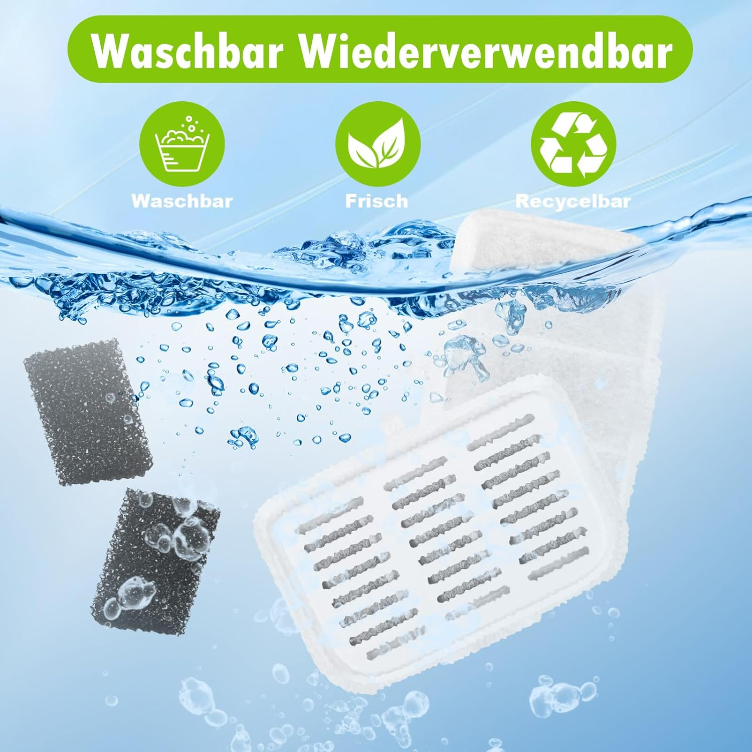 Pack of 10 Filters for Petkit Eversweet Max Pet Water Fountain, High Density Activated Carbon Can Filter Odours and Hair Impurities in the Water (10 Filters + 10 Sponges) image number 4