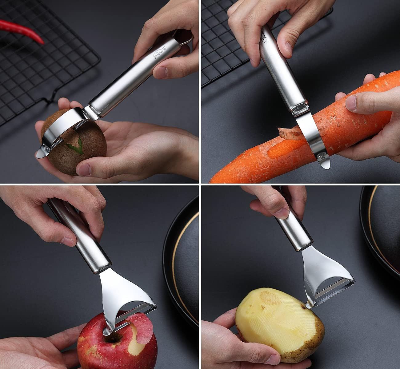 Berglander Peeler Vegetable Peelers Potato Peeler Stainless Steel Kitchen Peeler Durable and Robust Sharp Peeler, Apple Cutter Pack of 2 image number 1
