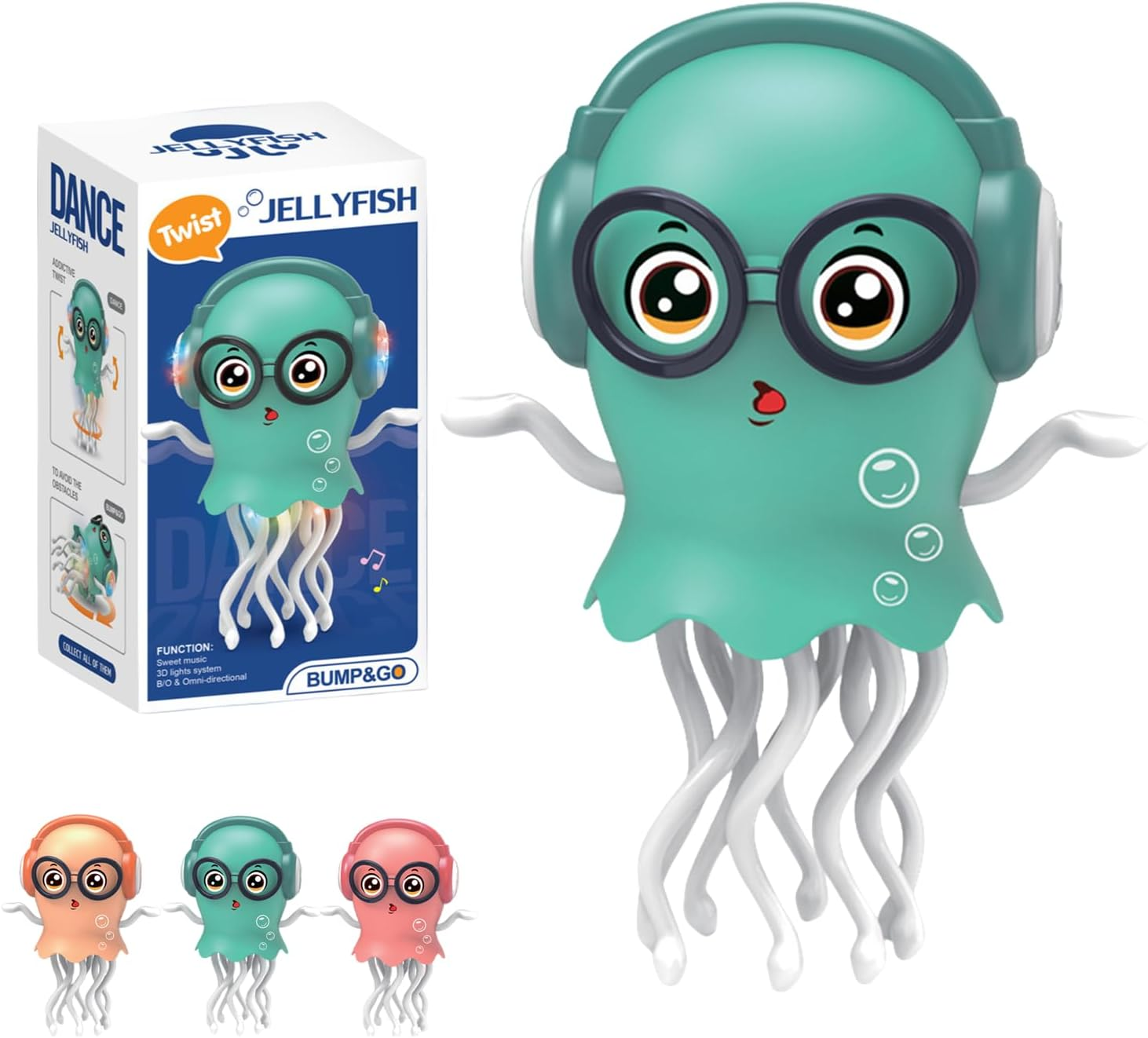 Dancing Octopus Toy, Crawling Dancing Automatic Obstacle Sensor Toys, Sensor Toy with LED & Music, Smart Interactive Auto-Wiggling Robotics for Indoor Play & Sensory Development (Yellow)