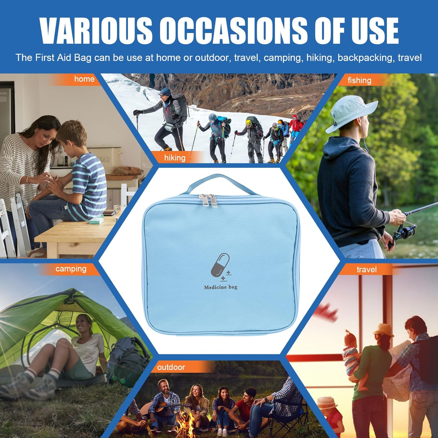 Healeved Toiletry Organizer Bag Medication Organizer Emergency Empty Pouch Carrier Cloth Bag Emergency Storage Bag Medicine Container Cosmetic Organizer Green Cosmetics Organizer Bag image number 6