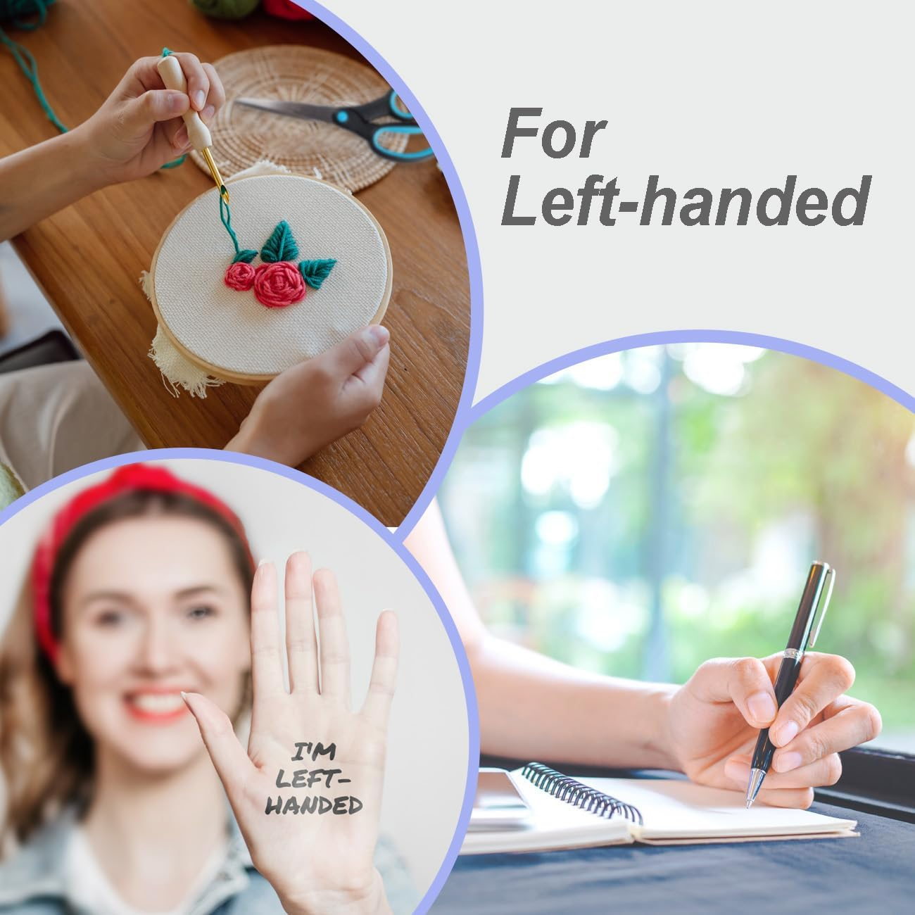 Left Handed Scissors for Adults, 8 Inch Stainless Steel Lefty Scissors, All Purpose Sharp Blade Shears, Soft Comfort-Grip Handles Blunt, for Office, Craft, Sewing, Arts, School, Home, 2-Pack