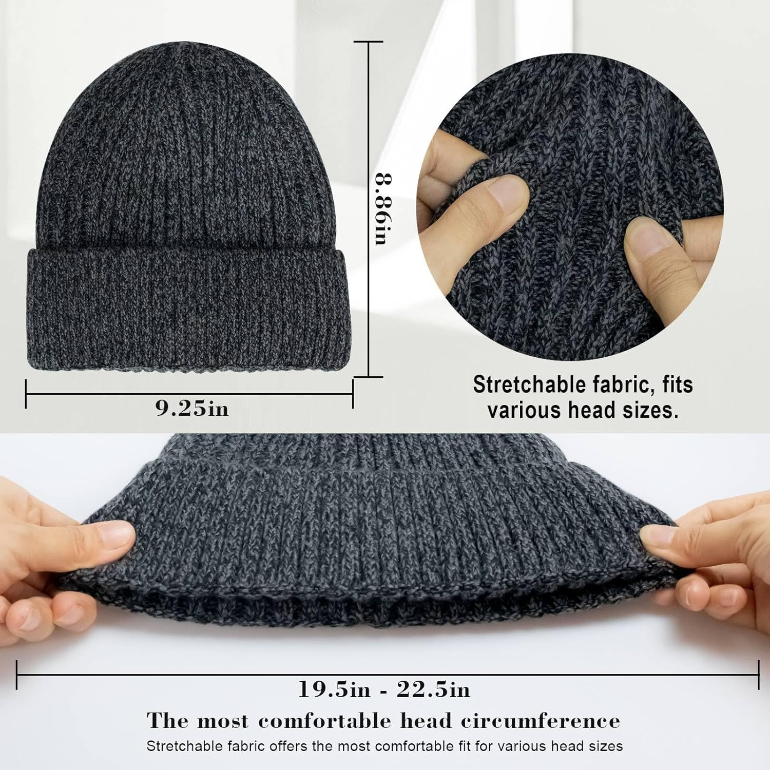LOKZEER Winter Beanie Hat for Men and Women: Warm Knit Skull Hat with Thermal Thick Polar Fleece Lining Snow Cap Winter Gifts for Family and Friends