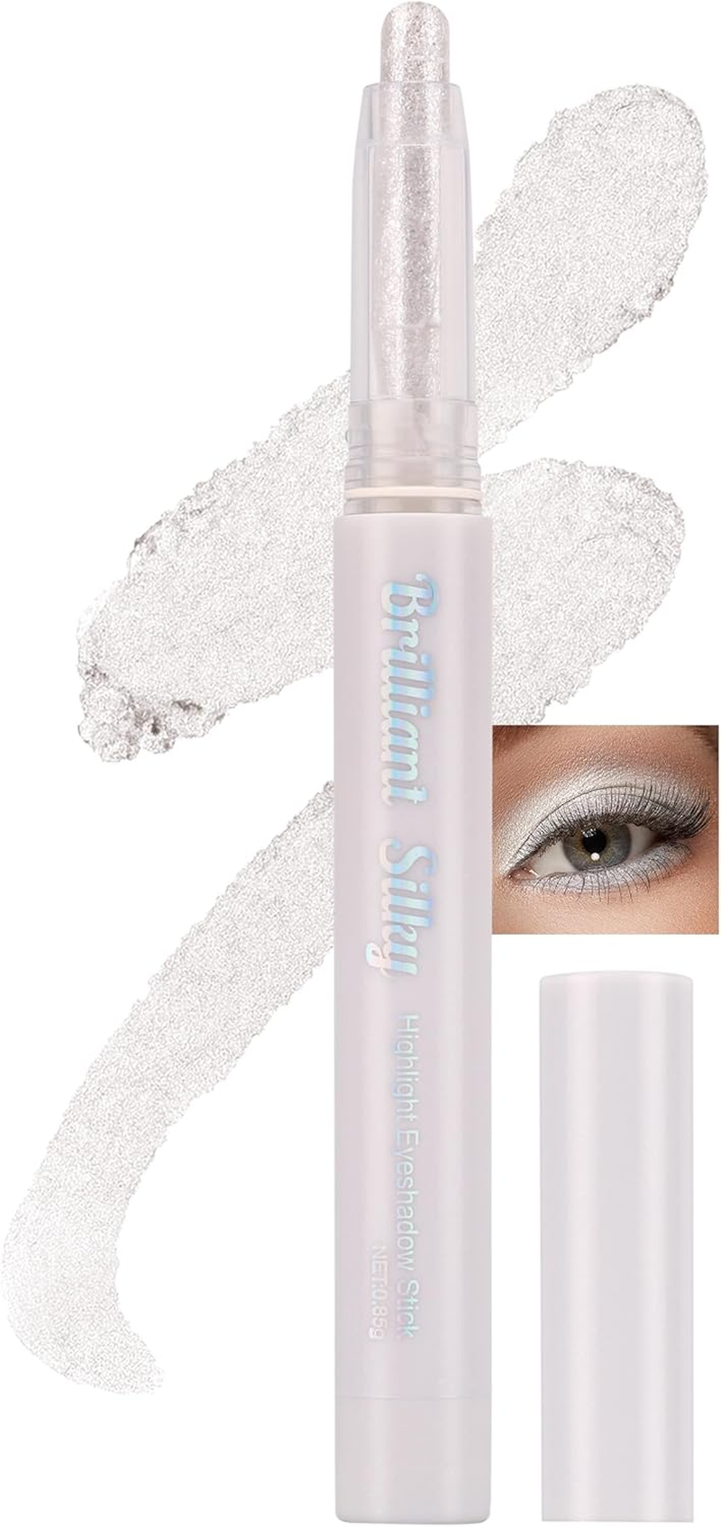 Erinde Glitter Eyeshadow Stick, Waterproof Eyeshadow Shimmer Stick, Smooth Cream Eye Shadow Sticks, Korean Makeup Brightener Pencil, Easy to Blend Long Lasting Shimmer Eyeshadows 05#