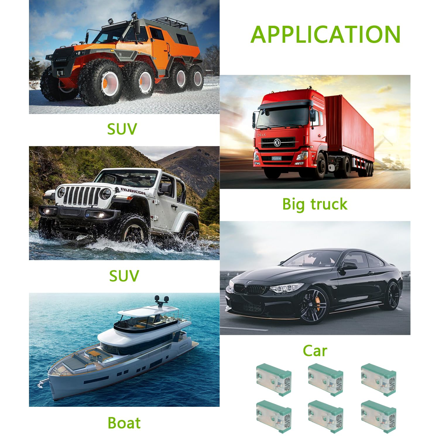 EPLZON 40A 32V Mini Automotive MCASE Shaped Cartridge Fuse Kit(Pack of 6Pcs,40A) image number 2