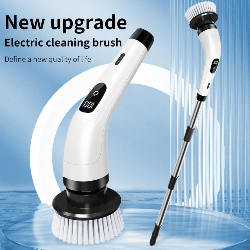 Electric Spin Scrubber Cordless - Lightweight Bathroom Cleaning Brush Scrubber with 6 Replaceable Brush Heads, Power Scrubber with 3 Speeds Tub and LED Display, 4000Mah (Classic White) - Classic White image number 6