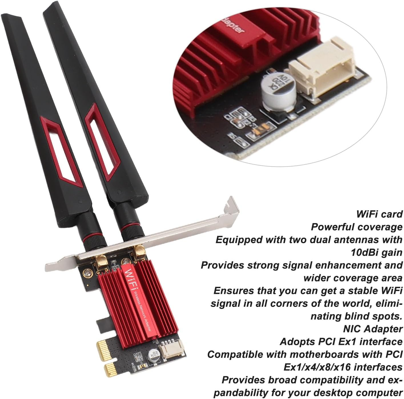 7260AC Pro PCIE Wifi Card, 1200Mbps Dual Band BT4.0 Wireless Network Card with 2 10Dbi Gain, for Windows 7 8 10 11 image number 1