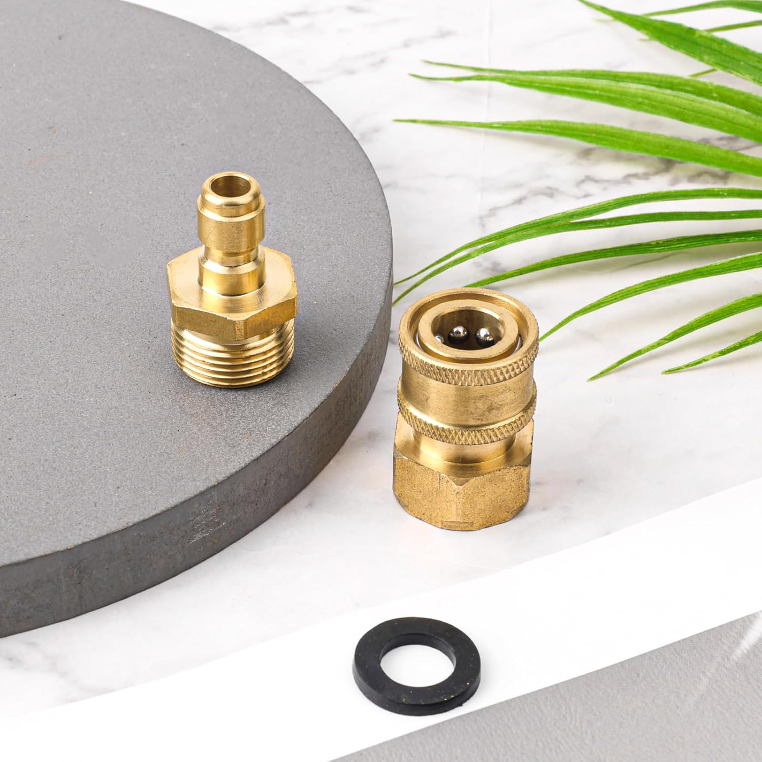 NQEUEPN 2Pcs Pressure Washer Adapter Set, M22 15Mm to 3/8" Quick Disconnect Kit Pressure Washer Coupler Quick Connect Hose Fittings for Power Washer Gun Hose Pump, 5000 PSI image number 2