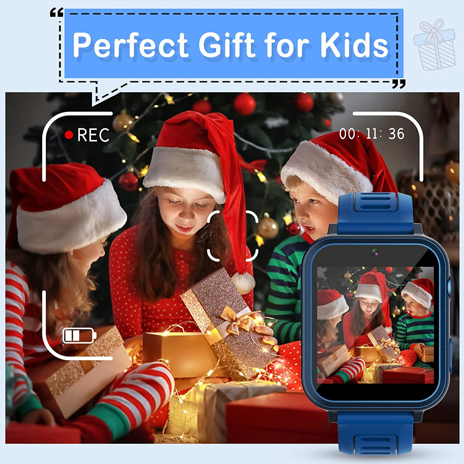 Phyulls Smart Watch for Kids with 39 Games Alarm Clock, Touchscreen, Calendaring Camera Music Player Time Display Video & Audio Recording, Toys for 3-12 Years Old Boys image number 4