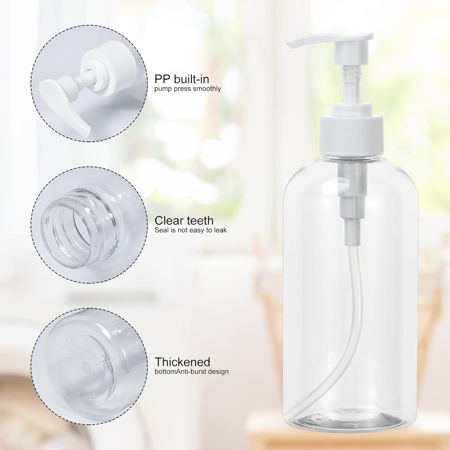 Yebeauty Pump Bottle Dispenser, 2 Pack 13.5Oz/400Ml Dish Lotion Soap Dispenser Plastic Liquid Shampoo Container for Bathroom Kitchen Hotel Body Wash, Clear image number 5