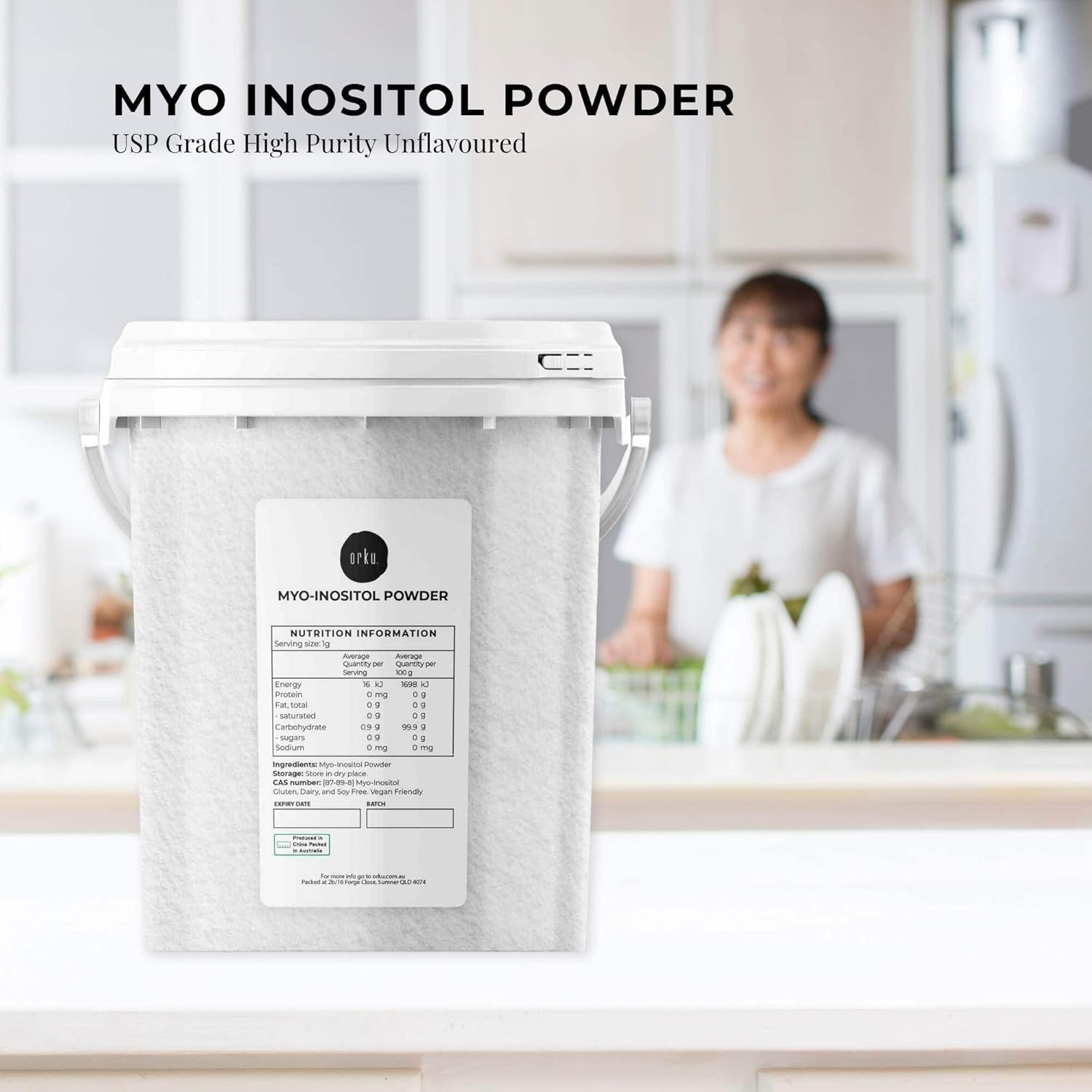 Orku 800G Myo Inositol Powder Tub - USP Grade High Purity Unflavoured image number 2