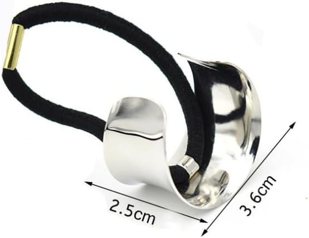 2Pcs Metal Oval Semicircle Hollow Heart-Shaped Ponytail Elastic Rubber Band Hair Tie Hair Accessories for Women and Girls image number 5