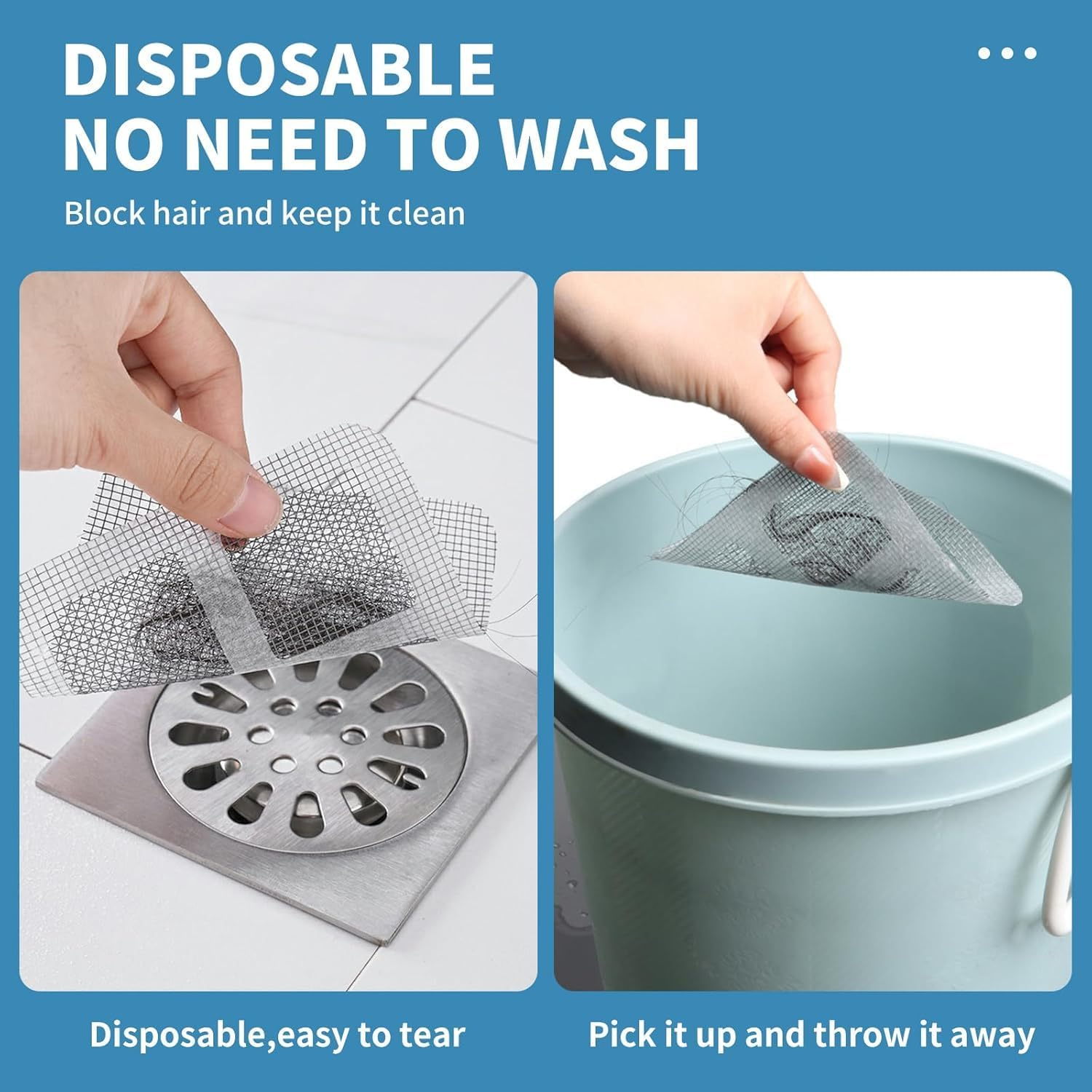 100 Pcs Shower Drain Hair Catcher Stickers,Square Bath Tub Drain Strainer,For Bathtub Drain Cover for Kitchen Bathroom,Screen Window image number 1