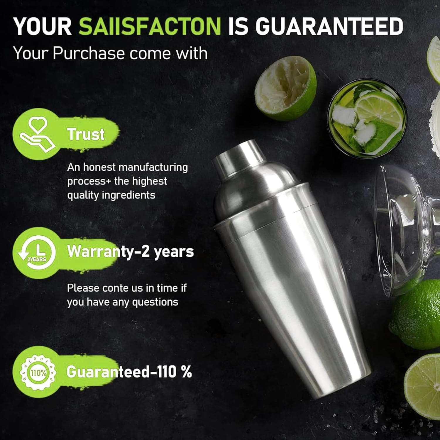 Cocktail Shaker, Martini Shaker with Strainer, Three-Piece 304 Stainless Steel, 550Ml Capacity, Thickened 0.6Mm, Food Grade, Leakproof Shaker for Home Bars, Parties, and Mixology image number 6