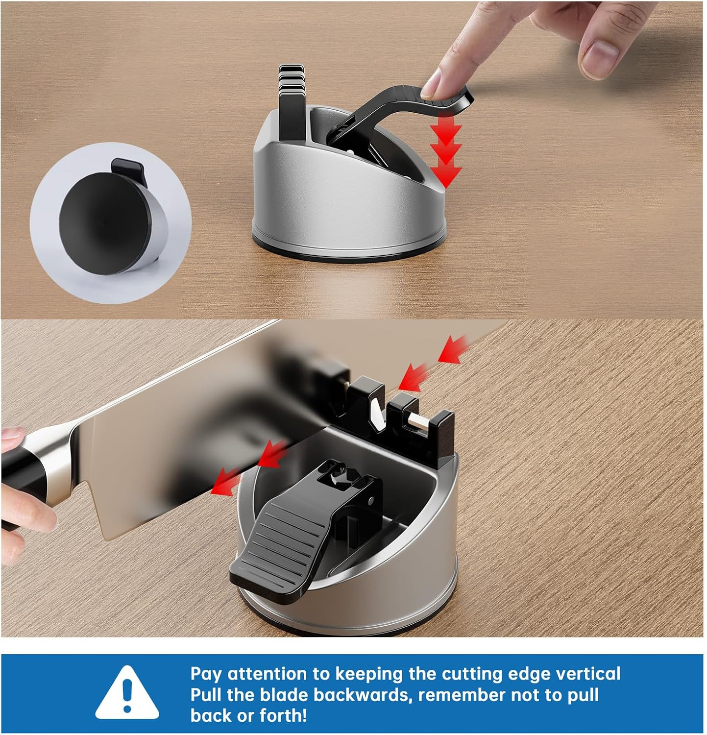 Eosxrp Pocket Knife Sharpener Scissors Sharpeners Tool 3 Grinding Heads for Knives Kitchen Chef Sharpening Tools for Straight and Serrated Knives Repairs Restores and Sharpens Blades image number 5