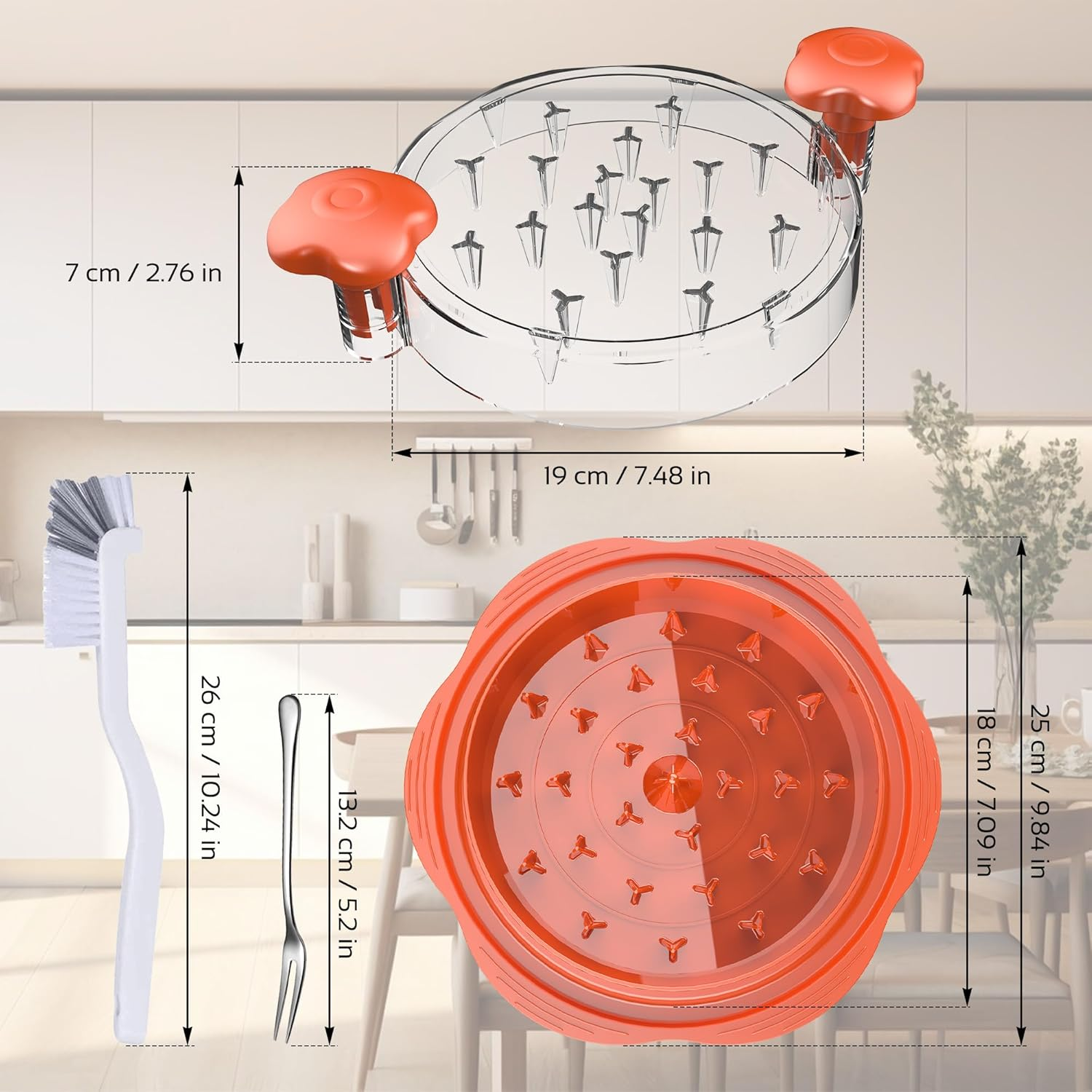 MOKOQI Chicken Shredder Tool Twists - Non-Skid Ergonomic Handle for Effortless Shredding, Perfect for Healthy Eating & Fitness Meals - Orange image number 6