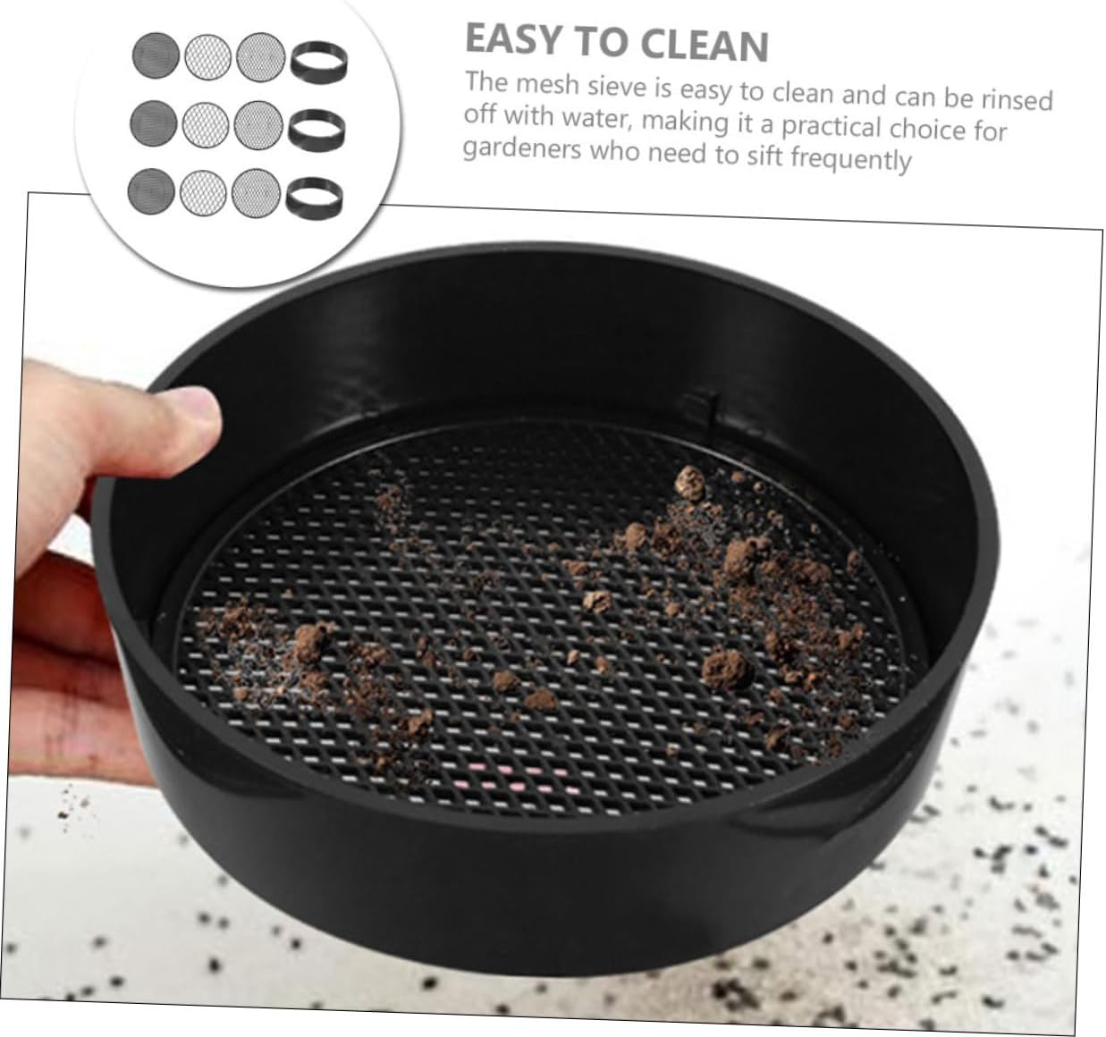 Amosfun 9Pcs Plastic Soil Sifters for Garden Manual Soil Sieves Gardening Sieve Sifting Pan for Planting Lightweight Plastic Sifting Tool for Garden Supplies image number 4