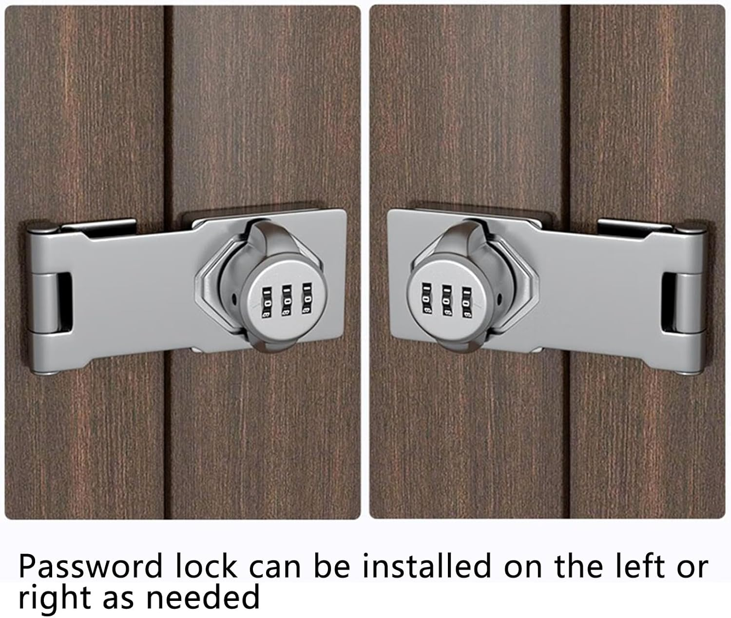 2X 4.5 Inch Mechanical Password Rotary Hasp Locks, Door Security Slide Latch Lock (Silver) image number 3