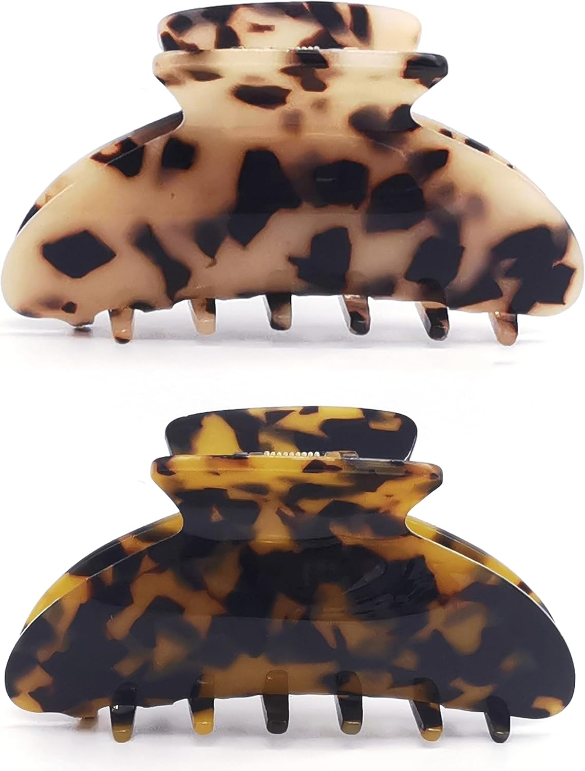 YUESUO 2Pcs Hair Claw Clips, Acrylic French Nonslip Jaw Clips for Women Girls, Strong Hold for Thick Hair (Black and White)