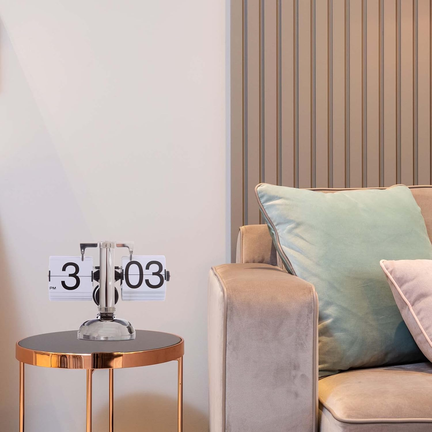 KENJIEY Flip Clock,Retro Flip down Clock Mechanical Digital Flip Desk Clock Internal Gear Operated Flip down Clock Battery Powered for Home Office D&eacute;cor White image number 3