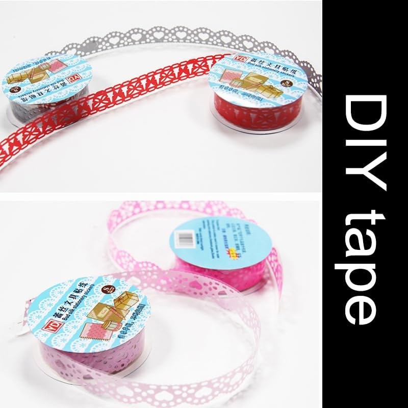 12 Rolls Lace Adhesive Tape Washi Tape Lace Flower Pattern Bling Sticker,Lace Pattern Colorful Sticky Pape for DIY Decorative Craft Gift Wrapping (Mixed Color)