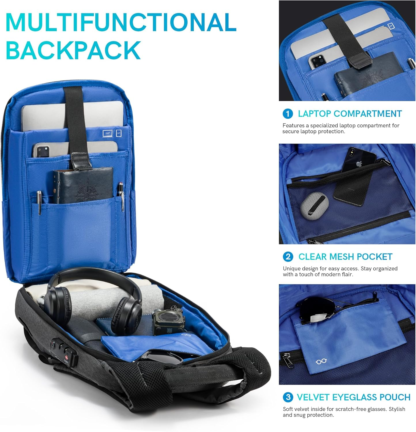 Kingsons Laptop Backpack, Slim Business Travel with USB Charging Port Anti-Theft for 13.1 15.6 17.3 Inch Laptop&hellip; image number 2