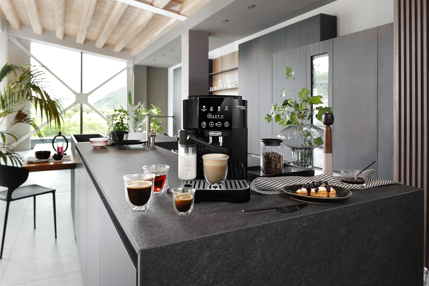De'Longhi Magnifica Start with Milk Fully Automatic Coffee Machine ECAM220.63.B, Latte Crema Hot Automatic Milk Frother, 4 One-Touch Recipes, Soft-Touch Control Panel, 1450W, Black image number 1