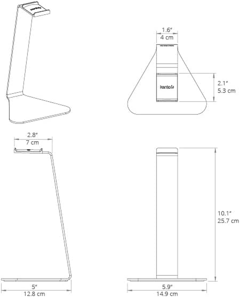 Kanto H1W Universal Desktop Headphone Stand with Curved Silicone Padding | Silver image number 6