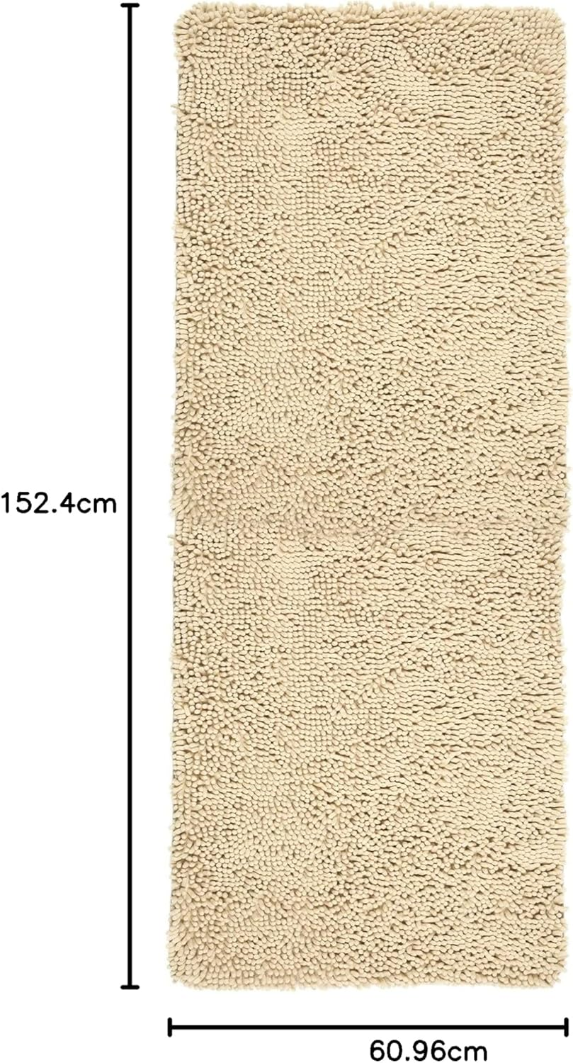 Lavish Home Memory Foam Shag Bath Mat 2-Feet by 5-Feet - Ivory, 24 Inches X 58 Inches X 1.25 Inches image number 1
