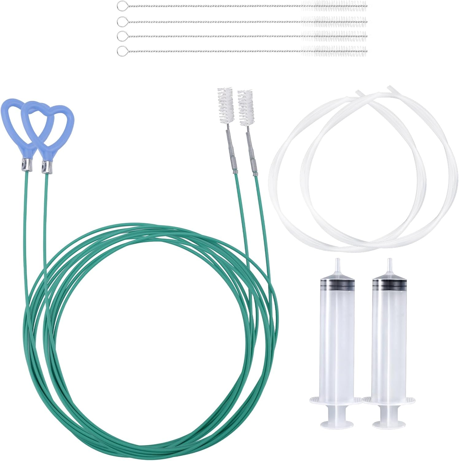 10 Pcs Car Sunroof Drain Cleaning Tool, 2 118In Flexible Long Pipe Cleaners with 4 Cleaning Brush 2 Syringe & Syringe Hose Heart Shaped Handle Soft Drain Brush for Auto Sunroof Wiper Hole image number 4