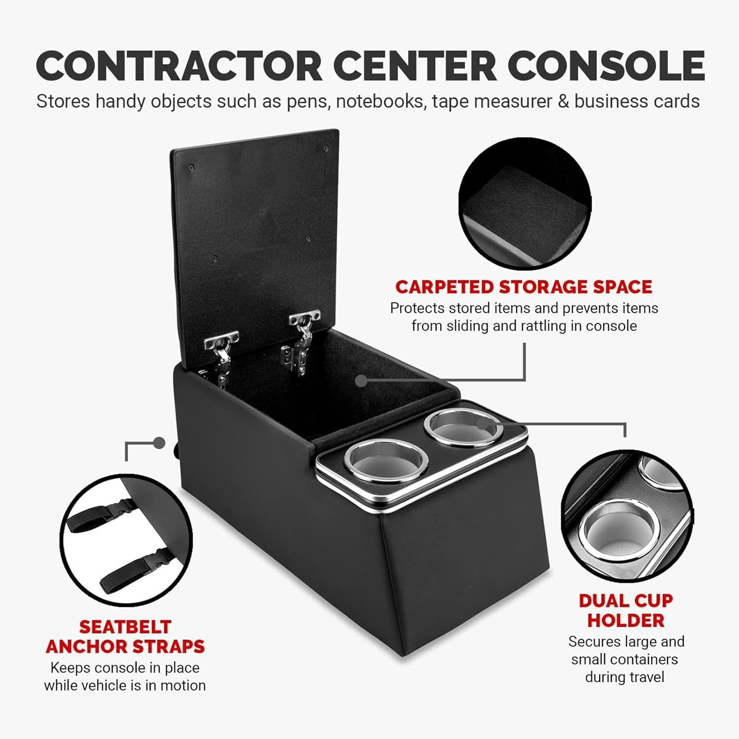 Car Center Console Organizer, Backseat Armrest Storage Box, Rear Bench Seat Organizer, Vehicle Backseat Armrest Storage Box, Maximize Interior Storage Center Console Box For image number 4