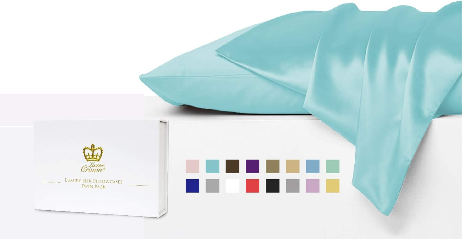 Luxor Crown Set of 2 Mulberry Silk Standard Pillowcases (White)