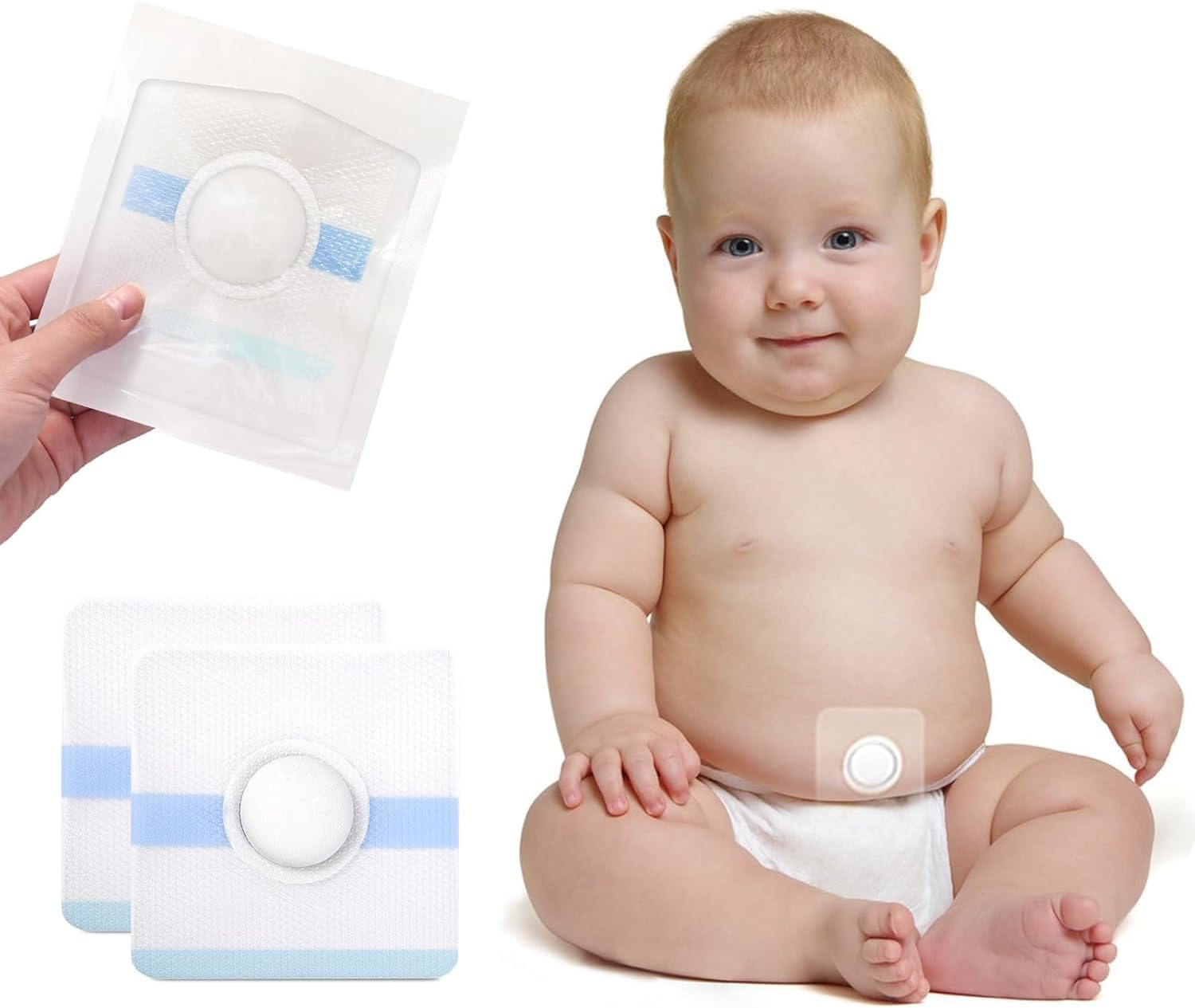 Baby Belly Navel Patches, Infant Umbilical Hernia Patch, Newborn Belly Button Sticker, Paste Style, Skin Friendly, Breathable,10 Pcs (10 * 10Cm) image number 2