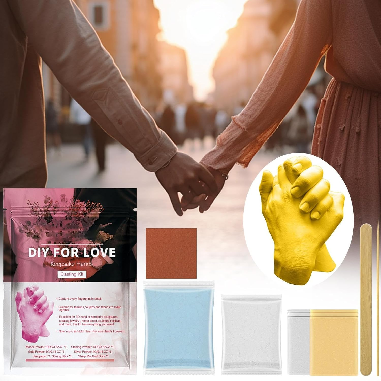 Couple Hand Casting Kit, Romantic Activities, Creative Activities for Couple, Decorative Souvenir Sculpture for Home Decoration image number 6