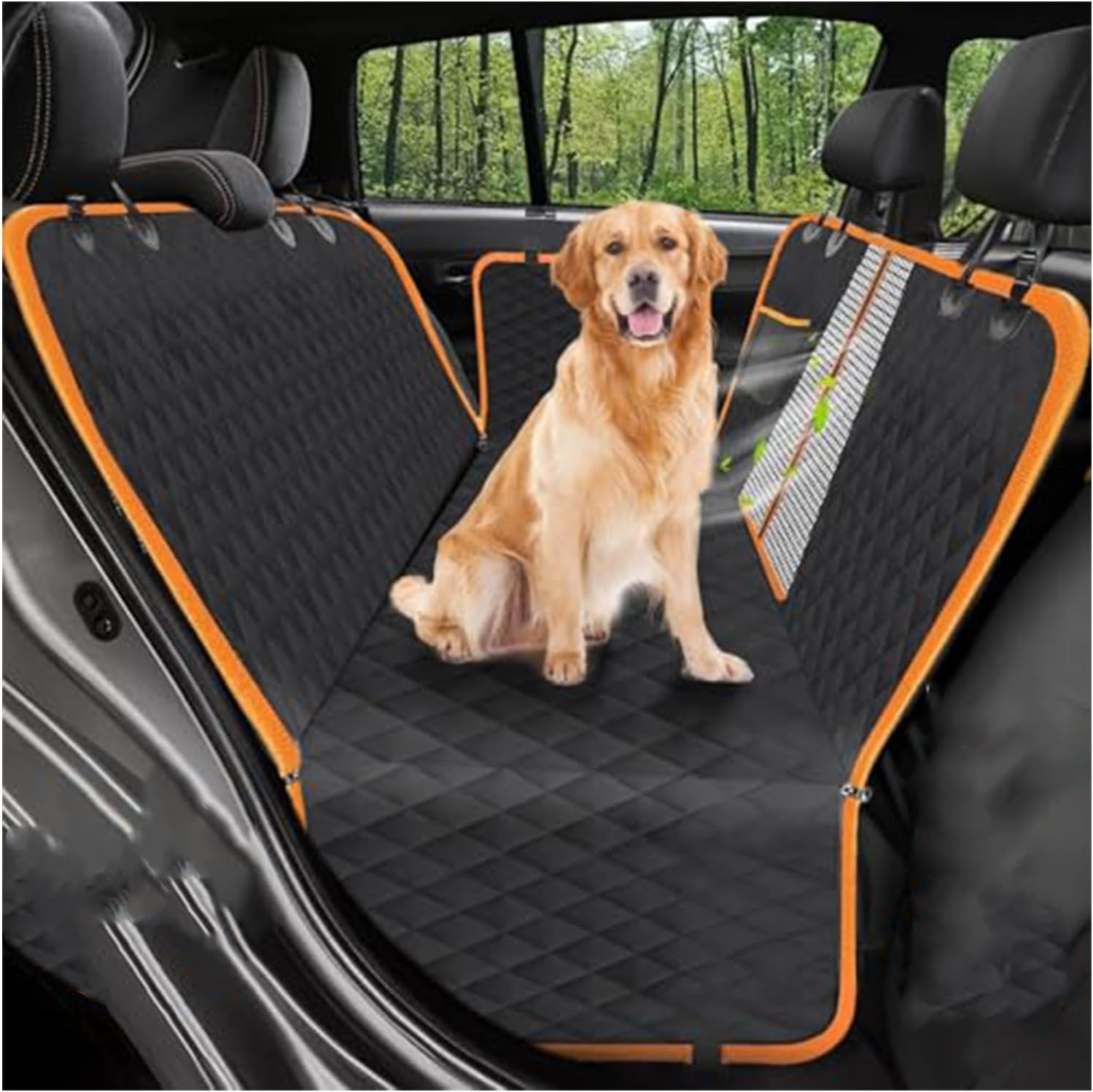Dog Car Seat Cover, 600D Heavy Durable Dog Seat Cover for Back Seat, 100% Waterproof Scratch Proof Nonslip Dog Hammock for Car with Side Flap, Pet Back Seat Covers for Cars Sedan SUV Trucks image number 1