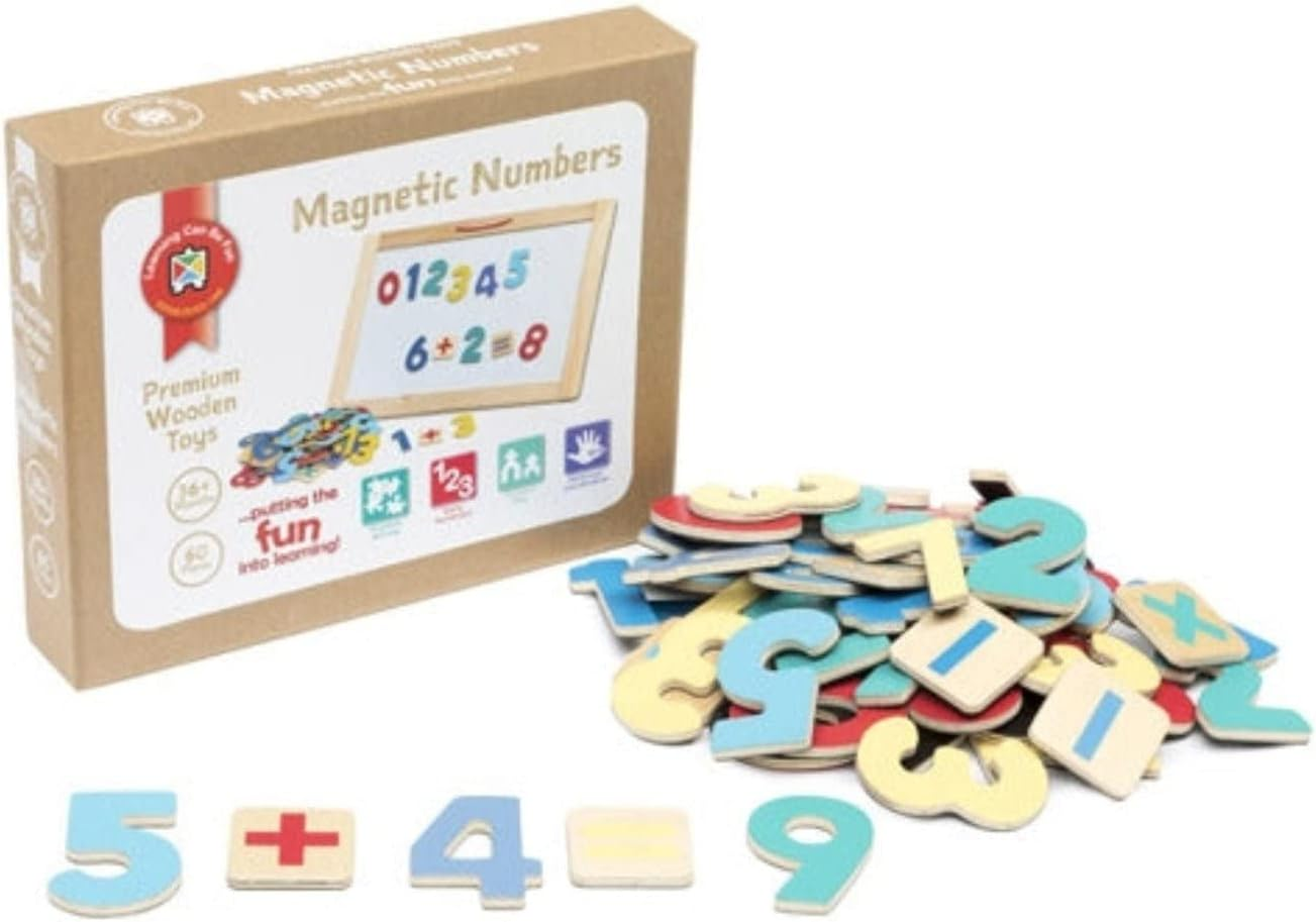 Learning Can Be Fun Premium Wooden Magnetic Numbers 60-Pieces Set