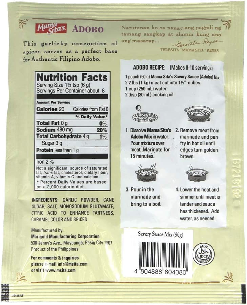 Mama Sita'S Adobo Savoury Sauce Mix, 60 G image number 6