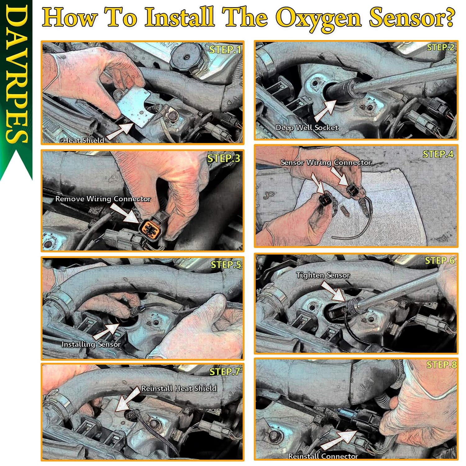 DAVRPES 36531-PND-A01 Oxygen Sensor O2 Sensor Pre-Cat Sensor for 2004-2007 Honda Integra 2.0L 4Cyl, for 2001-2006 Honda CR-V 2.4L 4Cyl Replace#36531Pnda01｜192400-1070｜1924001070 image number 6