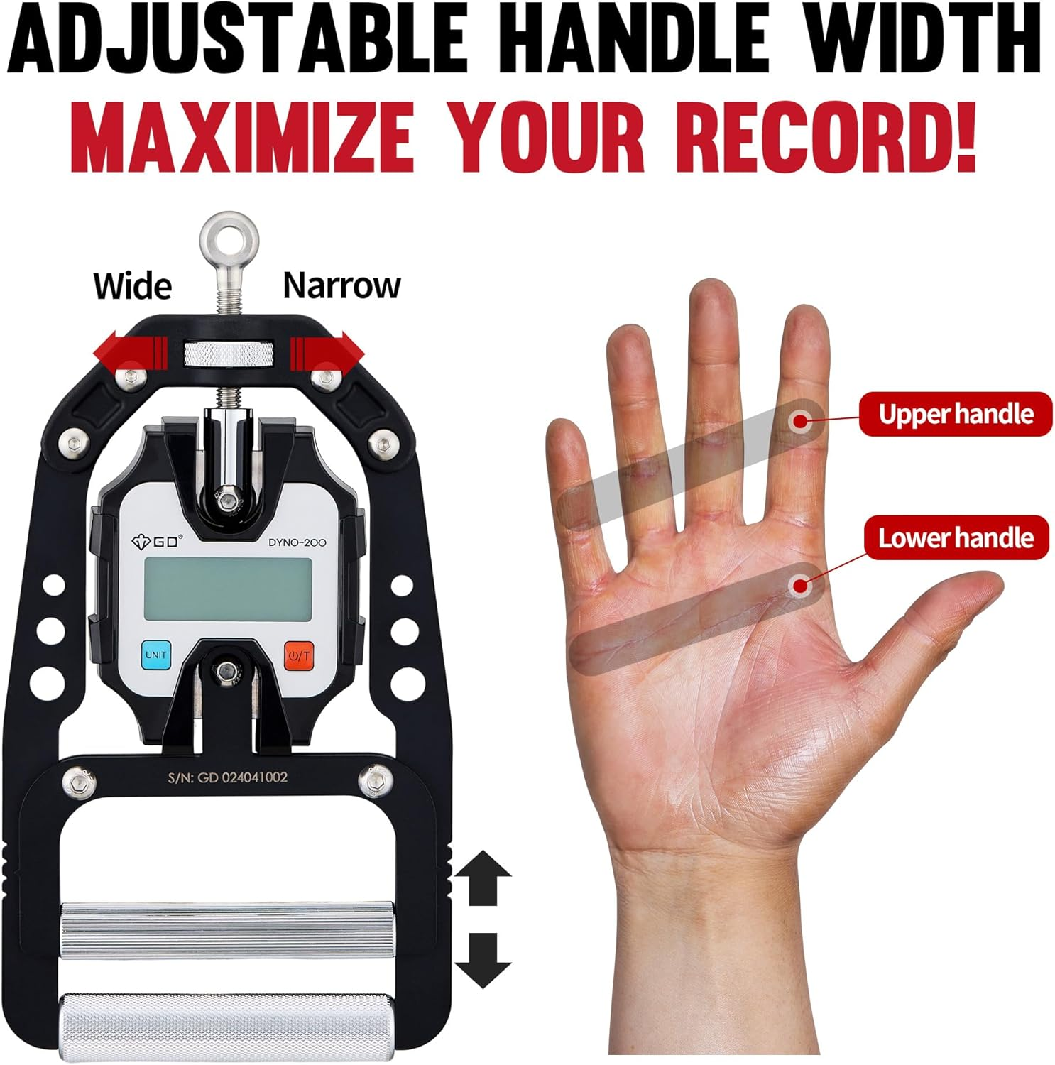 (NEW) GD DYNO-200 Digital Hand Dynamometer Grip Strength Measurement Electronic Hand Grip Strength Tester Grip Strengthener Hand Exerciser 200 Kg image number 5