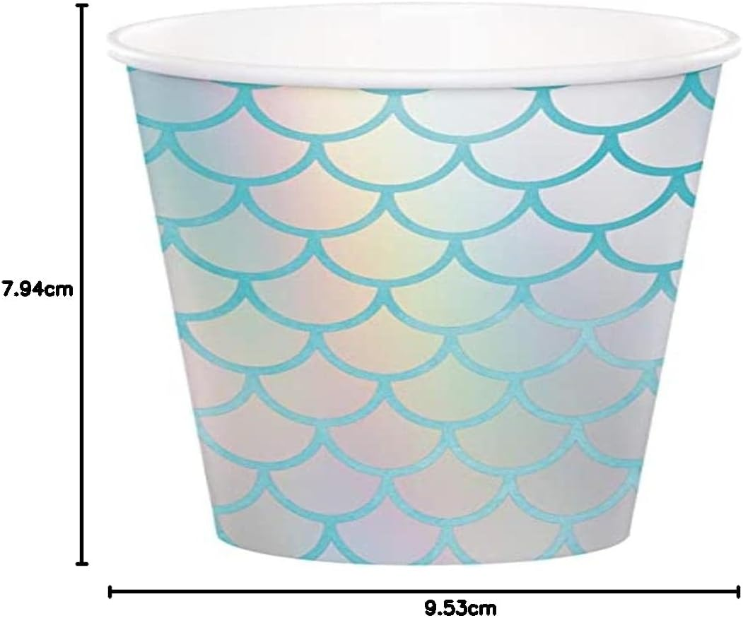 Creative Converting Mermaid Shine Iridescent Paper Cups 8-Pieces, 266 Ml Capacity