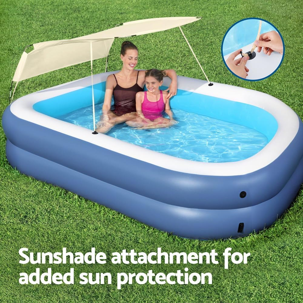 Kids Inflatable Pool above Ground Splash Pool with Sunshade 254X178Cm image number 6