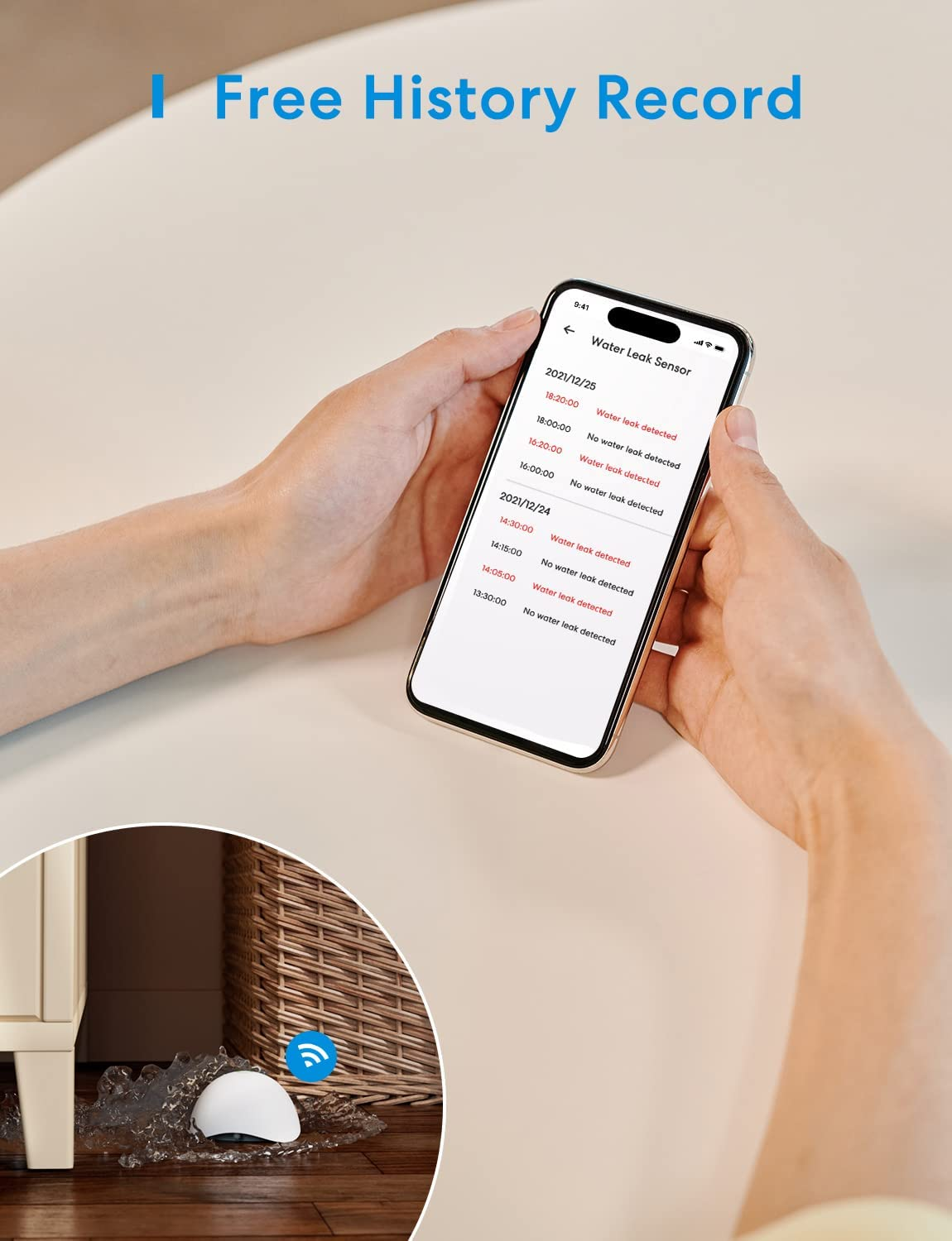 Meross Smart Water Detector WLAN Water Alarm 3 Pieces for Homekit, Water Sensor with Hub Compatible with Apple Home, Alexa and Smartthings Wireless Flood Detector IP67, Audio Alarm for Kitchen, image number 2